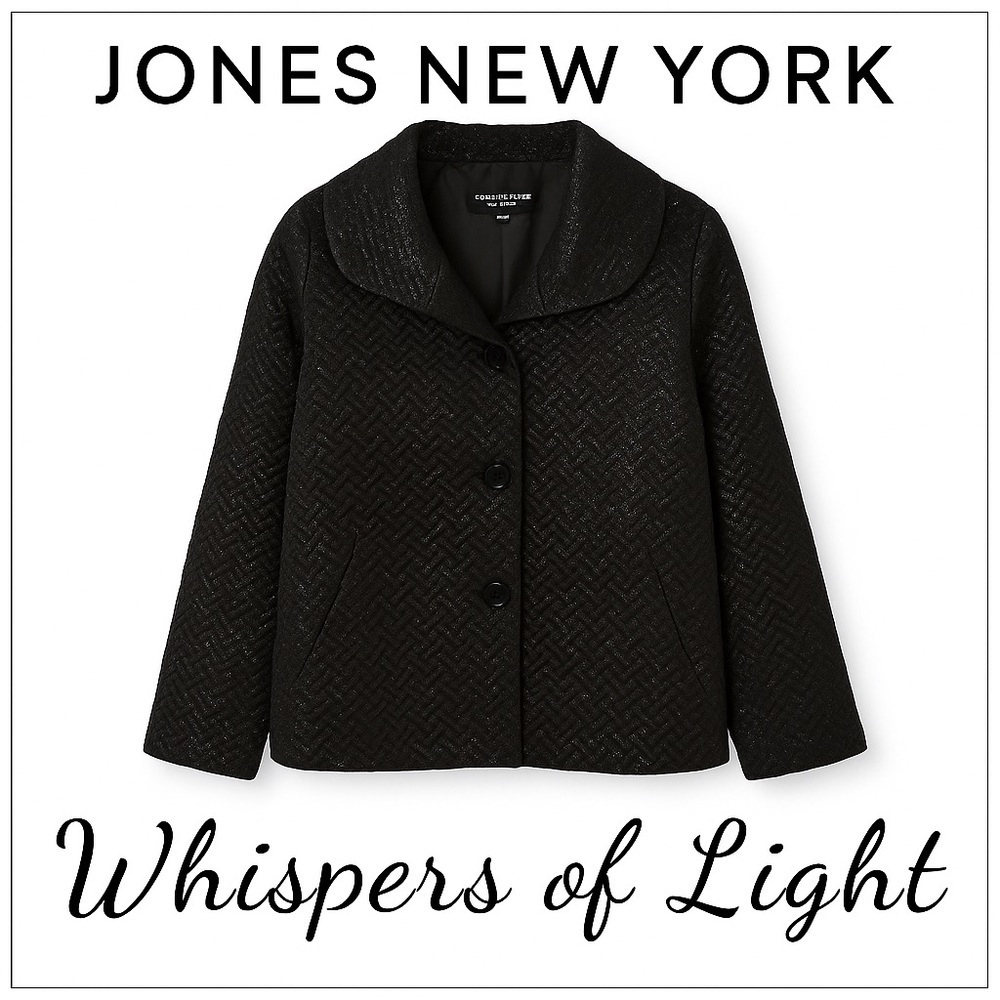 JONES NEW YORK COLLECTION | Black Textured Shimmer Coat | Size Medium